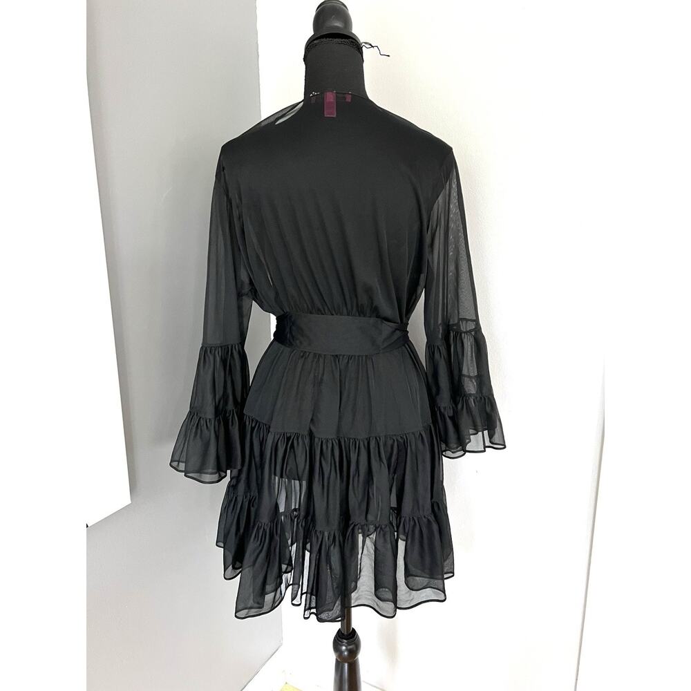 Betsey Johnson Sheer Ruffle Robe Size OS Large Mesh Cover Up Coquette Whimsigoth - Picture 3 of 12